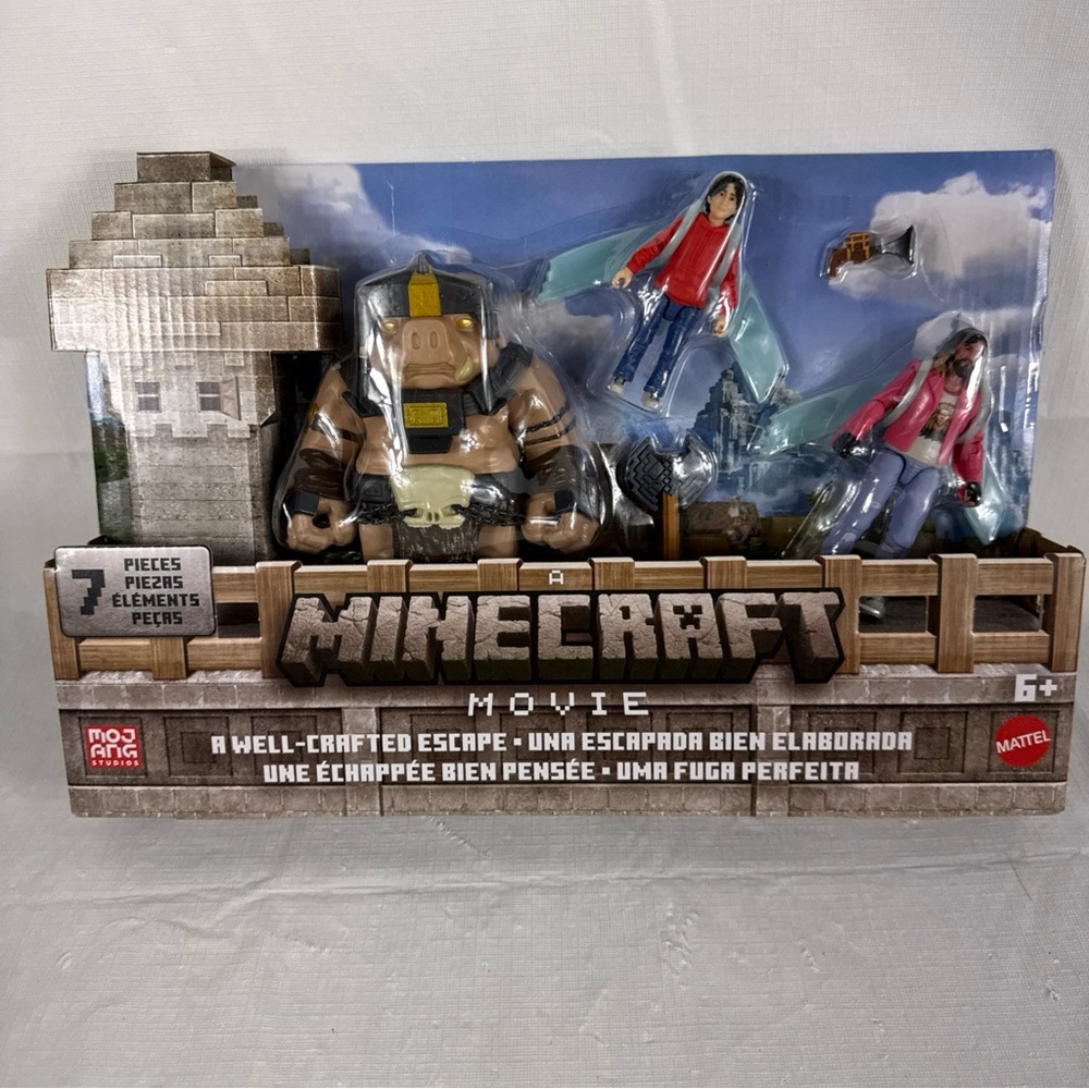 A Minecraft Movie Overworld Encounters A Well-Crafted Escape Action Figure Set